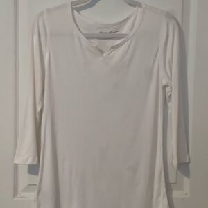 Eddie Bauer White Fitted Tunic Long Sleeve Tee
